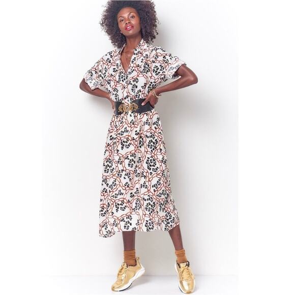 Anthropologie Henrietta Shirt Dress Leopard Chain - Picture 1 of 9